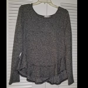 Charming Charlie Ruffled Silver/Gray blouse